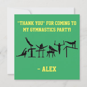 Tarjeta De Agradecimiento Fiesta DE GIMNASTICAS Ecológicas Y Amarillas PERSO