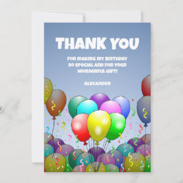 Tarjeta De Agradecimiento Fiesta de Globos de Cumpleaños
