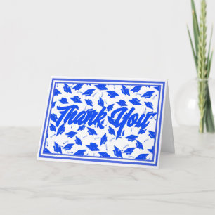 Tarjeta De Agradecimiento Fiesta de Graduación Azul y Blanco Colores Escolar