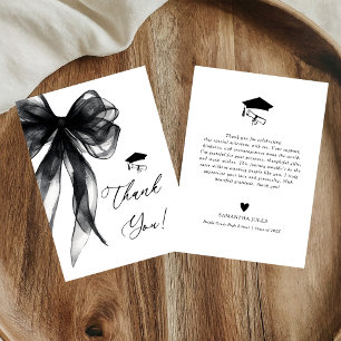 Tarjeta De Agradecimiento Fiesta de Graduación con Lazo Negro Moderno