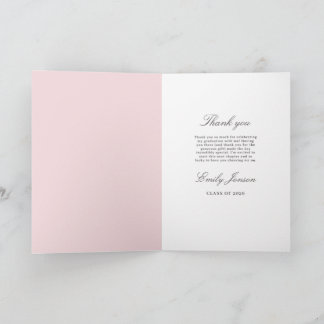 Tarjeta De Agradecimiento Fiesta de Graduación con Lazo Rosa Coquette Modern