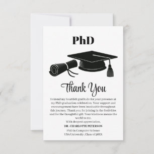 Tarjeta De Agradecimiento Fiesta de Graduación de Doctorado Personalizada