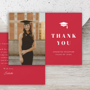 Tarjeta De Agradecimiento Fiesta de Graduación de Fotos de Tipo Mínimo