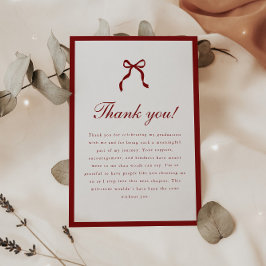 Tarjeta De Agradecimiento Fiesta de Graduación de Lazo Coqueto Elegante a Cu