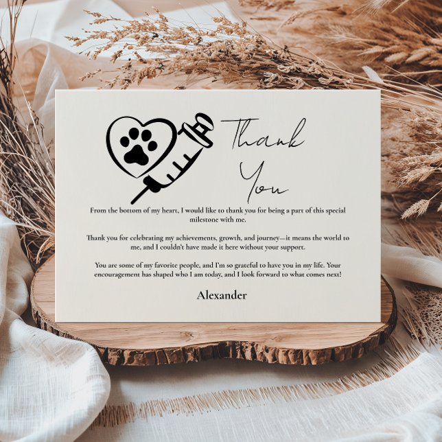 Tarjeta De Agradecimiento Fiesta de Graduación de Medicina Veterinaria Paw (Subido por el creador)