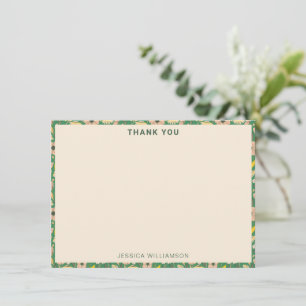 Tarjeta De Agradecimiento Fiesta de Graduación Floral Rosa Verde Vintage Per