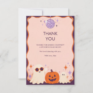 Tarjeta De Agradecimiento Fiesta de Halloween Lavanda Disco Fantasma Espeluz