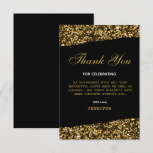 Tarjeta De Agradecimiento Fiesta de jubilación con brillo dorado de moda