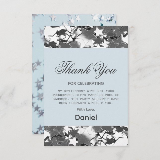 Tarjeta De Agradecimiento Fiesta de Jubilación Sorpresa de las Estrellas de  (Anverso / Reverso)