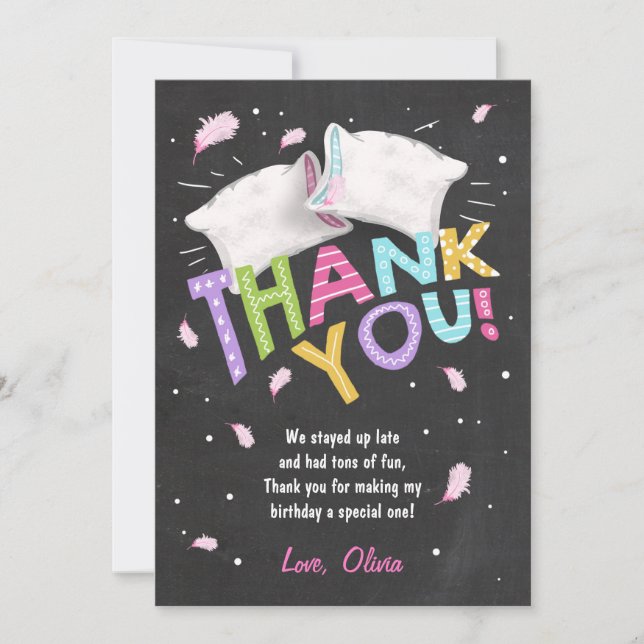 Tarjeta De Agradecimiento Fiesta de la madera Pajamas Gracias por la suspens (Anverso)