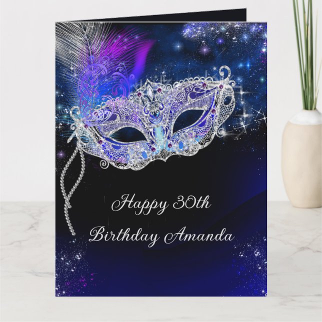 Tarjeta De Agradecimiento Fiesta de la mascarada de cumpleaños personalizado (Anverso)