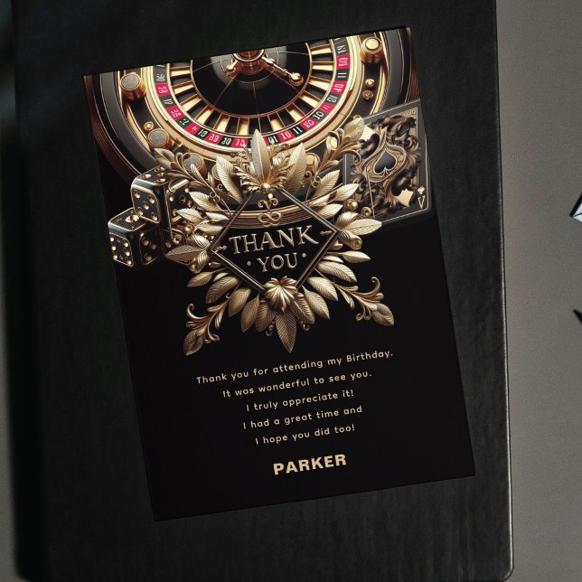 Tarjeta De Agradecimiento Fiesta de la noche del juego Personalizado de oro  (Subido por el creador)