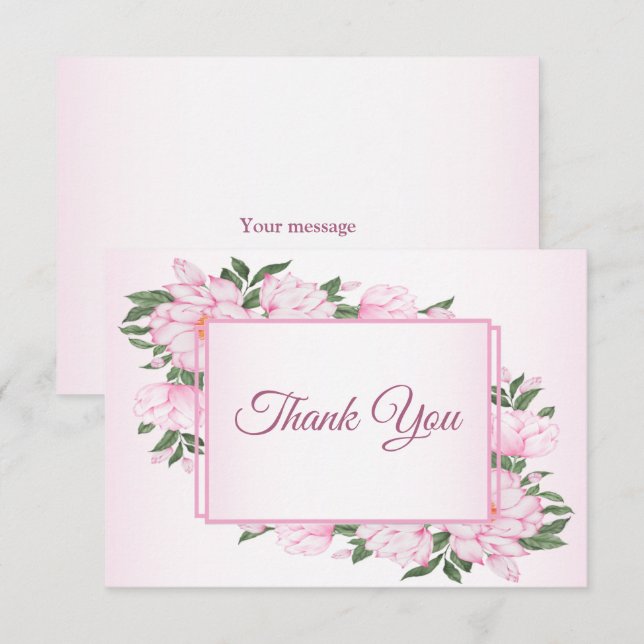 Tarjeta De Agradecimiento Fiesta de matrimonio elegante con hojas verdes de  (Anverso / Reverso)