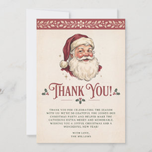 Tarjeta De Agradecimiento Fiesta de Navidad del Santa Vintage