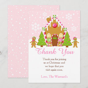 Tarjeta De Agradecimiento Fiesta de Navidades decorativos de Casa de Gingerb