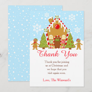 Tarjeta De Agradecimiento Fiesta de Navidades decorativos en casa de jengibr