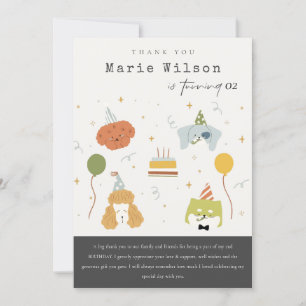 Tarjeta De Agradecimiento Fiesta de Niños Adorables Perritos Cumpleaños de C