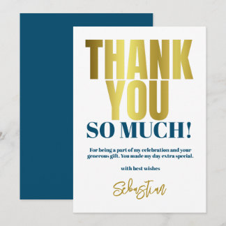 Tarjeta De Agradecimiento Fiesta de Oro Azul Moderno