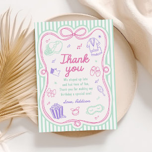 Tarjeta De Agradecimiento Fiesta de pijamas de cumpleaños de niña