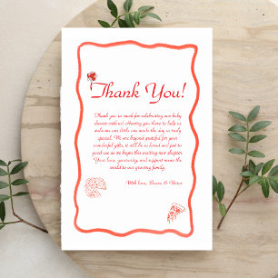 Tarjeta De Agradecimiento Fiesta de Pizza Dibujada a Mano Baby Shower Italia
