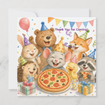 Fiesta de Pizza y Pijamas Animales Lindos 