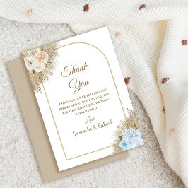 Tarjeta De Agradecimiento Fiesta de revelación de género boho de hierba de P