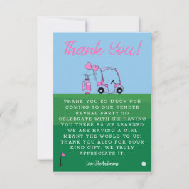Tarjeta De Agradecimiento Fiesta De Revelación De Género De Golf Rosa Gracia