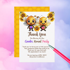 Tarjeta De Agradecimiento Fiesta de revelación de género Ducha de abeja para