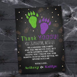 Tarjeta De Agradecimiento Fiesta de revelación de género en Halloween, peque