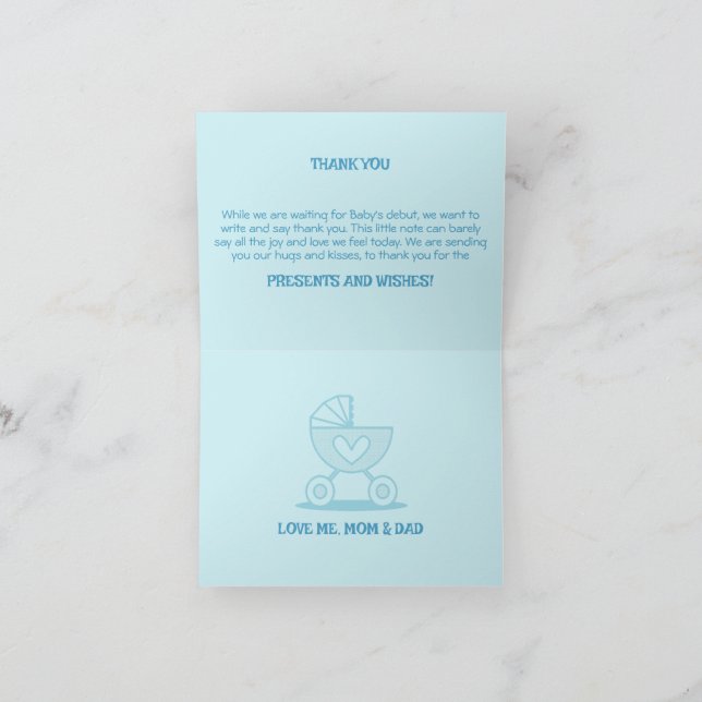 Tarjeta De Agradecimiento Fiesta de revelación de sexo del niño (Interior)