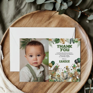 Tarjeta De Agradecimiento Fiesta de Safari en la Jungla Animales Niño Cumple