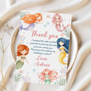 Tarjeta De Agradecimiento Fiesta de Sirena Personalizada con Juegos de Palab