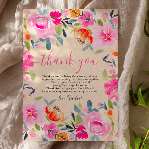Tarjeta De Agradecimiento Fiesta de soltera con estilo bohemio y floral en a