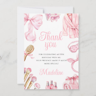 Tarjeta De Agradecimiento Fiesta de Spa Rosa Cumpleaños de Niña