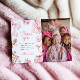 Tarjeta De Agradecimiento Fiesta de Spa Rosa Cumpleaños de Niña