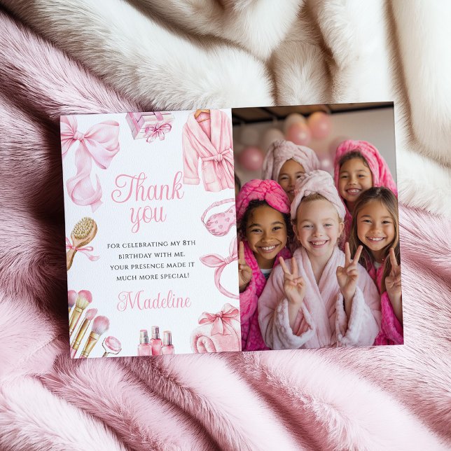 Tarjeta De Agradecimiento Fiesta de Spa Rosa Cumpleaños de Niña (Subido por el creador)
