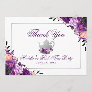 Tarjeta De Agradecimiento Fiesta de té de boda morado floral gracias