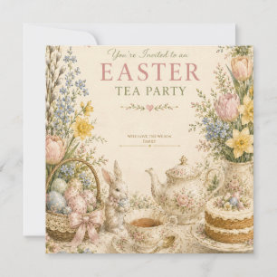Tarjeta De Agradecimiento Fiesta de té de Pascua, Celebración floral vintage