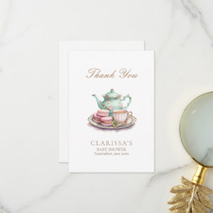 Tarjeta De Agradecimiento Fiesta de té elegante para baby shower con acuarel