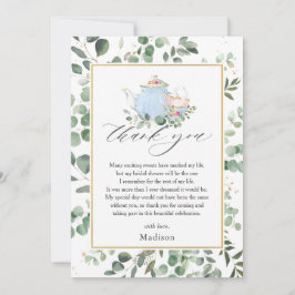 Tarjeta De Agradecimiento Fiesta de té elegante y chic con vegetación para d