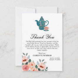 Tarjeta De Agradecimiento Fiesta de té floral de acuarela para despedida de