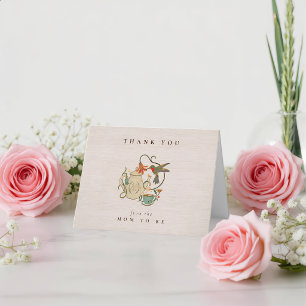 Tarjeta De Agradecimiento Fiesta de té floral Faecore con acuarela para baby