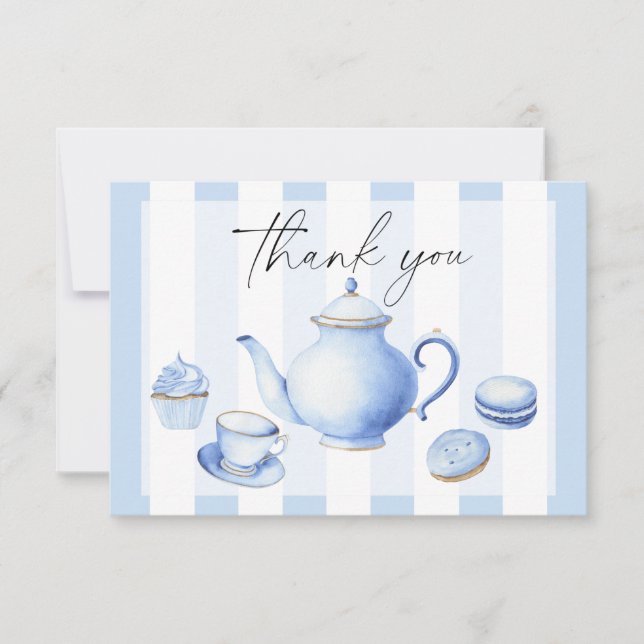 Tarjeta De Agradecimiento Fiesta de té Flores bebé ducha gracias (Anverso)
