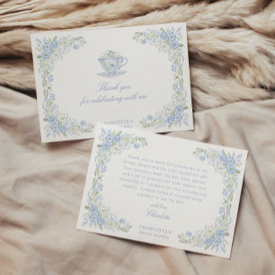 Tarjeta De Agradecimiento Fiesta de té nupcial floral azul