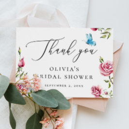 Tarjeta De Agradecimiento Fiesta de té para la ducha de novia floral | Rosas