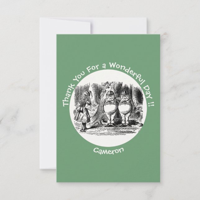 Tarjeta De Agradecimiento Fiesta de Tweedledum y Tweedledee de Alicia en el  (Anverso)