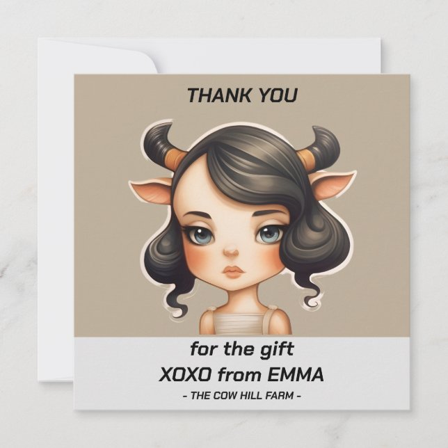 Tarjeta De Agradecimiento Fiesta de vaquera (Anverso)