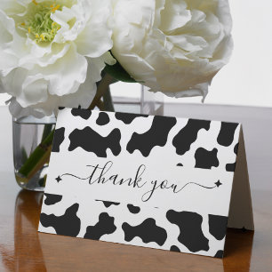 Tarjeta De Agradecimiento Fiesta de Vaquera con Estampado de Vaca Agradecimi