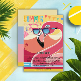 Tarjeta De Agradecimiento Fiesta de verano de Flamingo Rosa