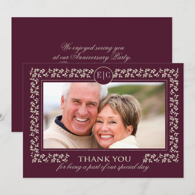 Tarjeta De Agradecimiento Fiesta del Aniversario boda | Foto Personalizado (Anverso / Reverso)